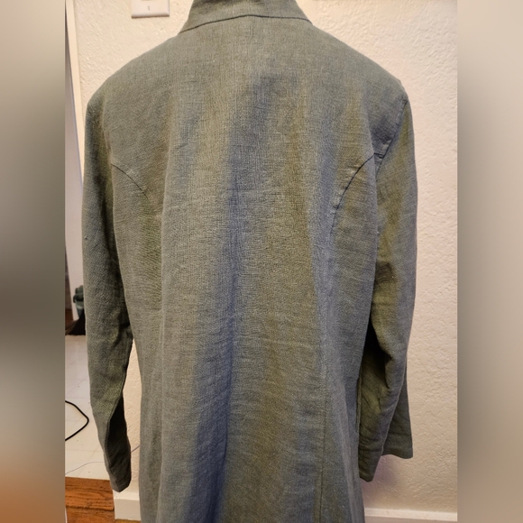 Soft Surroundings Ramie Jacket Sage Green Sheffield Coins Military size XL - Picture 4 of 5